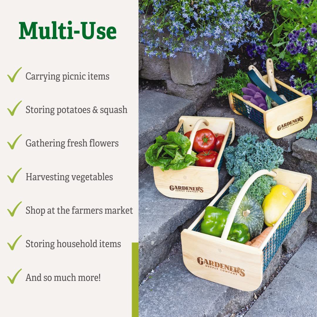 Gardeners Supply Company Harvest Basket, Natural Smooth Pine
